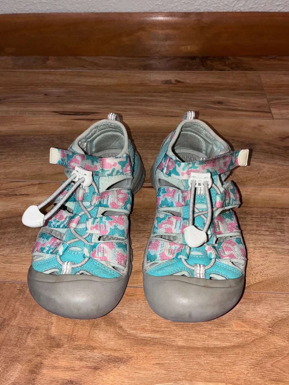 Kids Keen Newport H2 Sandals, teal and pink - size 13